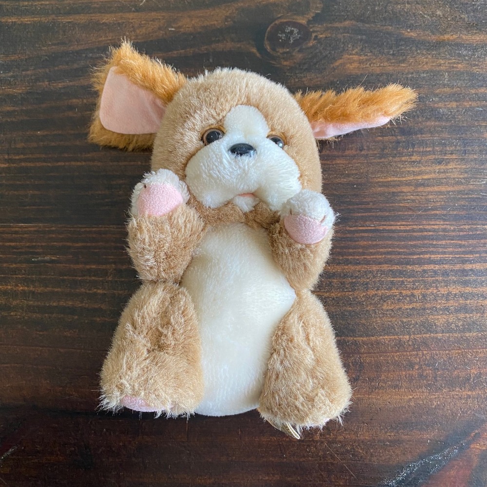 Vintage 1985 Applause Little Beggar Puppy Dog Plush Tan White Floppy 8" Korea